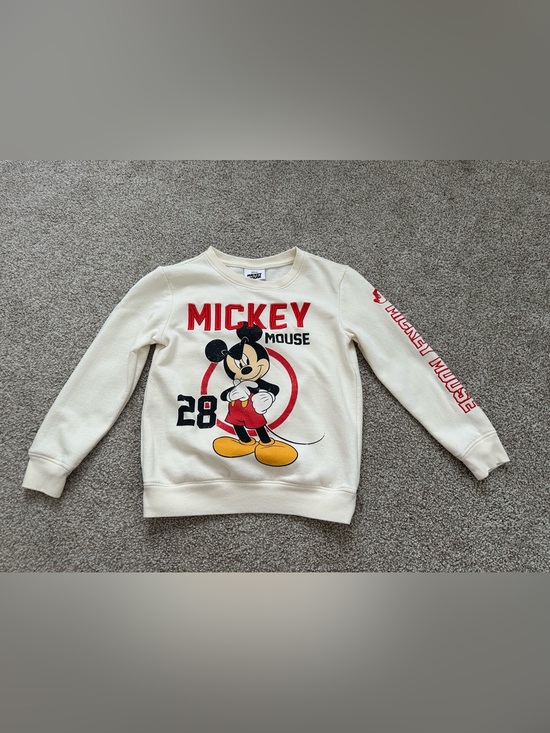 Disney Other - Disney Mickey Mouse Embroidered Sweatshirt Kids Size 6/7 Cream